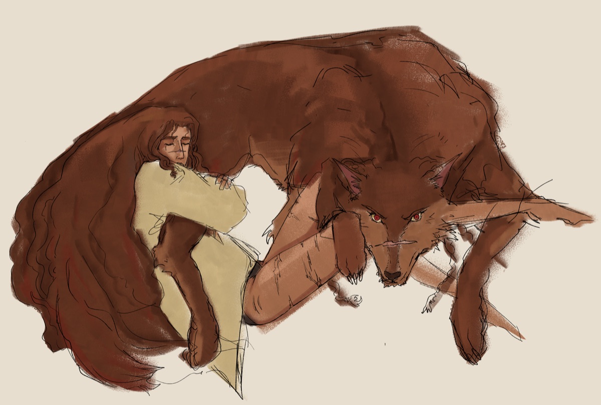 OC Alma and Wolf Concept Art