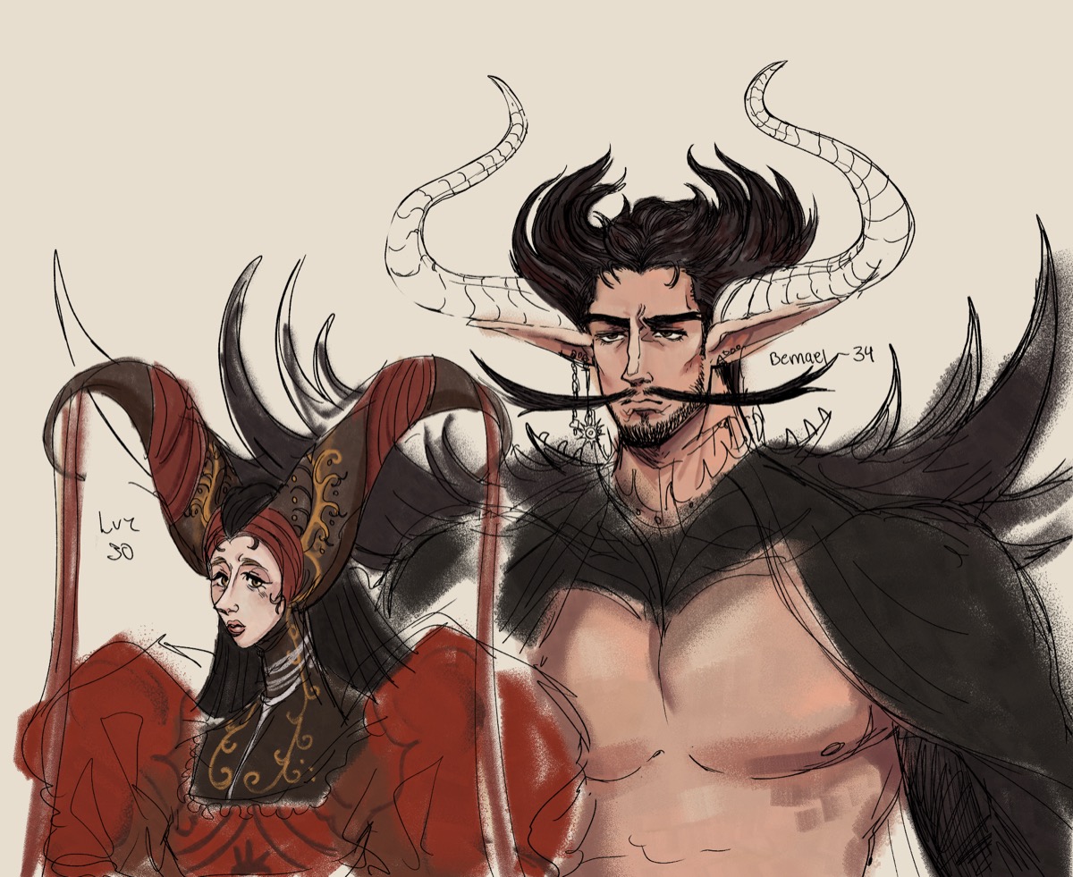 OCs Queen Luz and King Bemael half-body