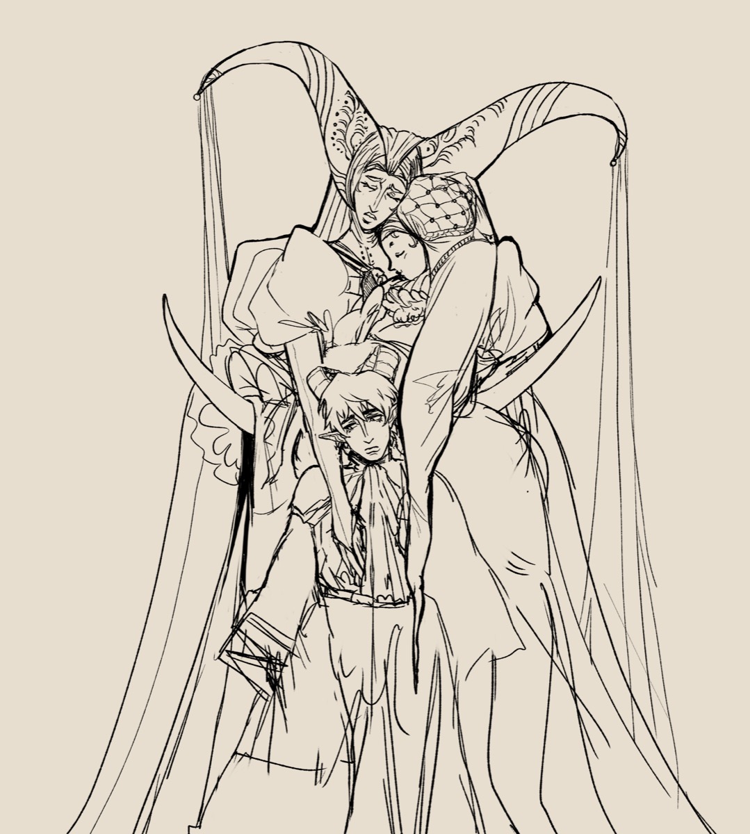 Lineart OCs young Queen Luz, Cayden and Omen